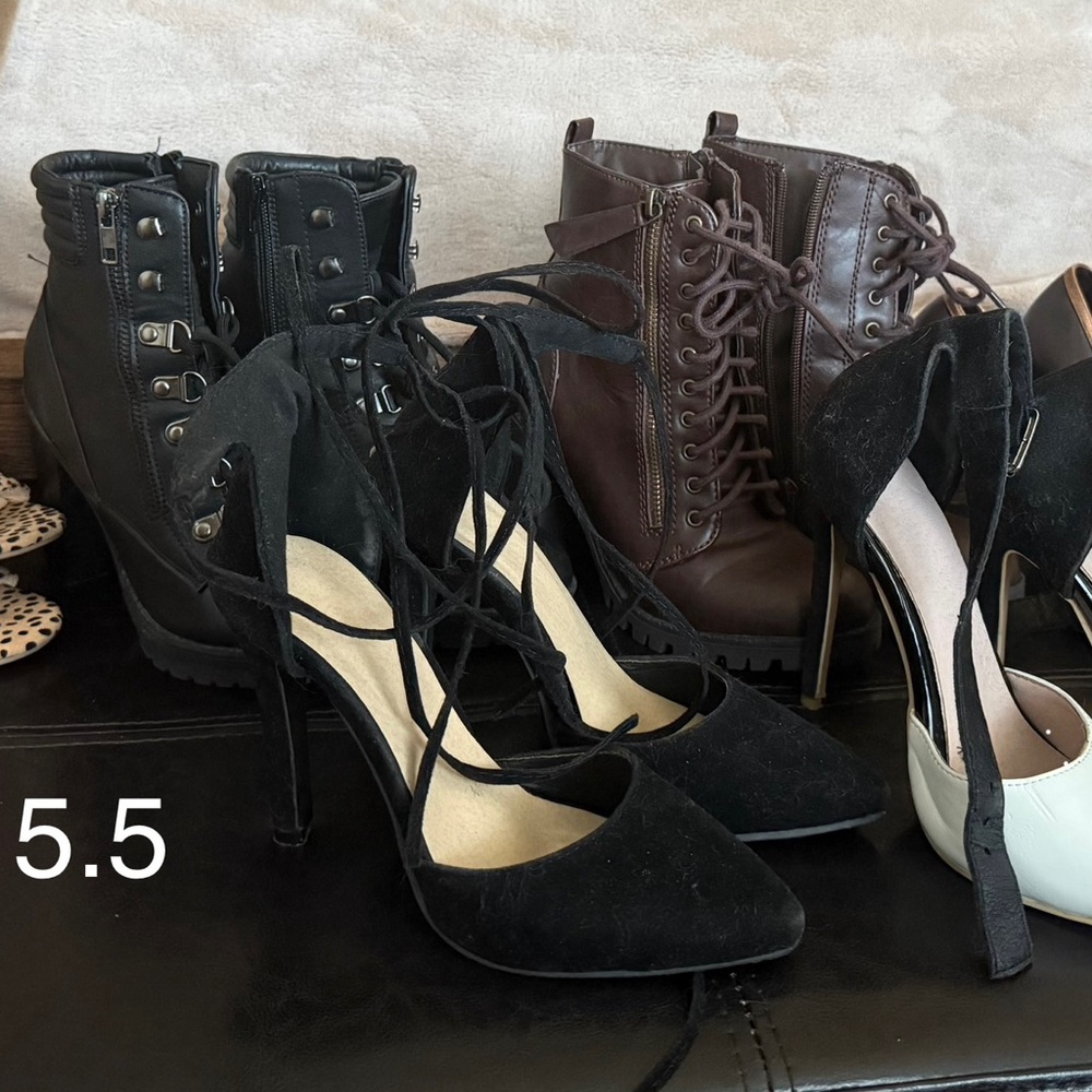 Set of 6 shoes Black Lace-Up Heels